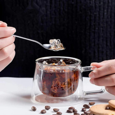 Set 12 cești de cafea cu pereti dubli sticla termorezistenta 200 ml mesaj COFFEE  Eleganta și Funcționalitate pentru Iubitorii de Cafea