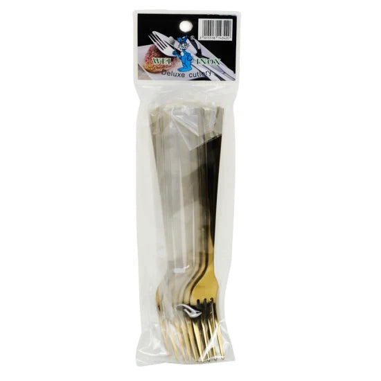 Set 6 Furculițe Aurii din Inox Deluxe Gold  Stil și Calitate pentru Mese Elegante