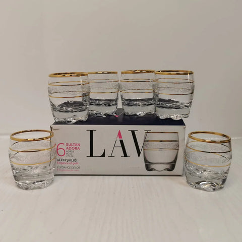 Set 12 pahare 80 ml tuica tarie Lav Adora Gold