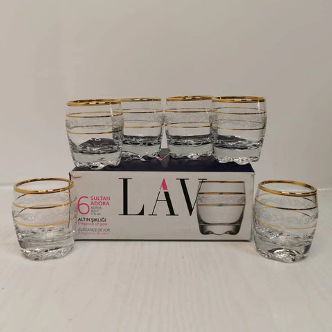 Set 24 pahare 80 ml tuica tarie Lav Adora Gold