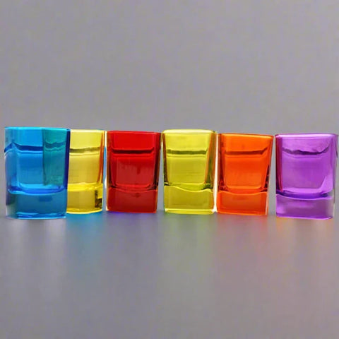 Set 12 pahare 55 ml,colorate sticla pt țuică shoturi pt terasa sau evenimente