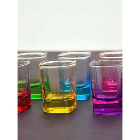 Set 12 pahare 55 ml,colorate sticla pt țuică shoturi pt terasa sau evenimente