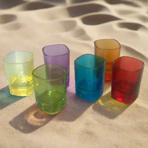 Set 12 pahare 55 ml,colorate sticla pt țuică shoturi pt terasa sau evenimente