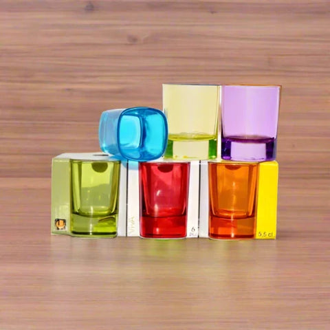 Set 12 pahare 55 ml,colorate sticla pt țuică shoturi pt terasa sau evenimente