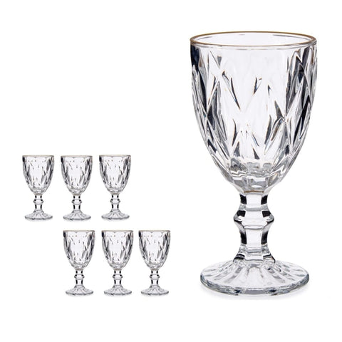 Set 12 pahare cu picior sticla transparenta MARMARA 140 ml si 95 ml Eleganta pentru Orice Ocazie eveniment