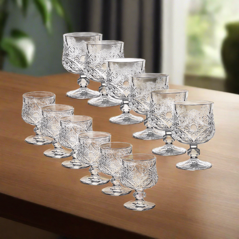 Set 12 Pahare Sticlă Transparentă 150ml & 50ml - Elegante pentru Evenimente