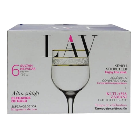 Set 12 pahare cu picior LAV Adora Gold 320 ml
