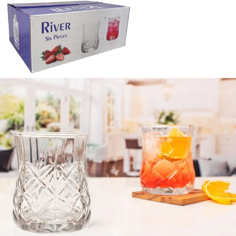 Set 12 Pahare din Sticla Kaveh River 310 ml Perfecte pt terasa piscina evenimente CADOUL PERFECT