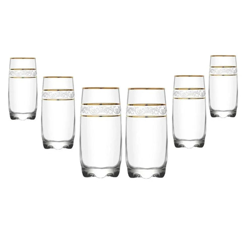 Set 12 pahare 390 ml long Drink Lav Adora Gold Eleganta si Rafinament evenimente