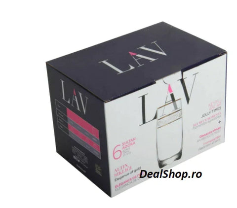 Set 12 pahare 390 ml long Drink Lav Adora Gold Eleganta si Rafinament evenimente