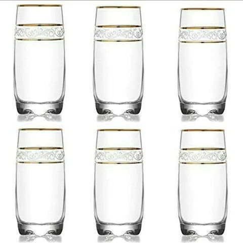 Set 12 pahare 390 ml long Drink Lav Adora Gold Eleganta si Rafinament evenimente