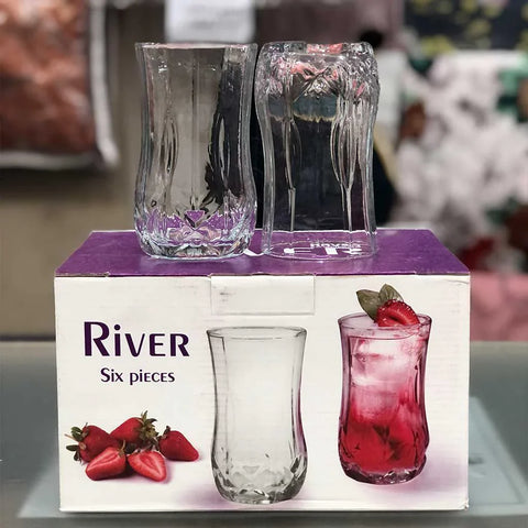 Set 12 Pahare Inalte din Sticla Kaveh River 330 ml Ideale pt terasa evenimente