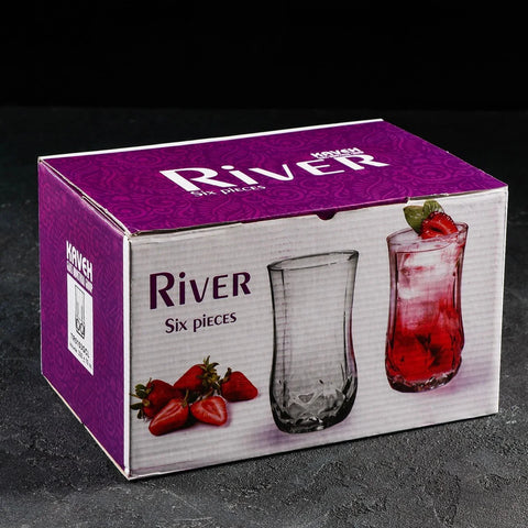 Set 12 Pahare Inalte din Sticla Kaveh River 330 ml Ideale pt terasa evenimente