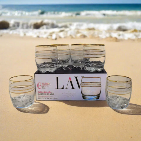 Set 12 pahare Lav Adora Gold 290 ml Eleganta si Rafinament pentru Orice Ocazie terasa EVENIMENTE CADOUL PERFECT