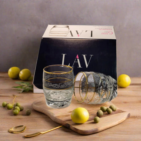 Set 12 pahare Lav Adora Gold 290 ml Eleganta si Rafinament pentru Orice Ocazie terasa EVENIMENTE CADOUL PERFECT