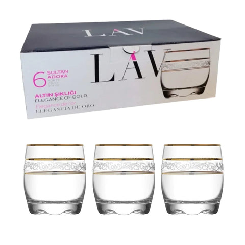 Set 12 pahare Lav Adora Gold 290 ml Eleganta si Rafinament pentru Orice Ocazie terasa EVENIMENTE CADOUL PERFECT