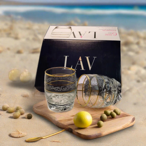 Set 12 pahare Lav Adora Gold 290 ml Eleganta si Rafinament pentru Orice Ocazie terasa EVENIMENTE CADOUL PERFECT