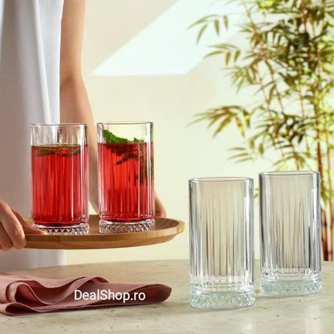 Set 12 pahare sticla 300 ml  MANSOURA LINES PAHARE TERASA Perfecte pt terasa piscina evenimente