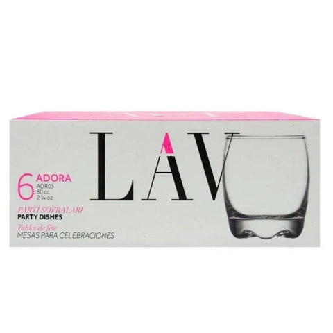 Set 12 pahare sticla Lav Adora pentru lichior tuica 80 ml ADR03 CADOUL PERFECT