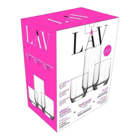 Set 18 pahare Lav Diamond 215 ml 310 ml 385 ml Sticla Eleganta Versatilitate pentru Servirea Băuturilor pe terasa piscina evenimente