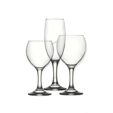 Set 18 pahare sticla vin si sampanie 190 ml 260 ml 210 ml LAV Misket pt terasa piscina evenimente
