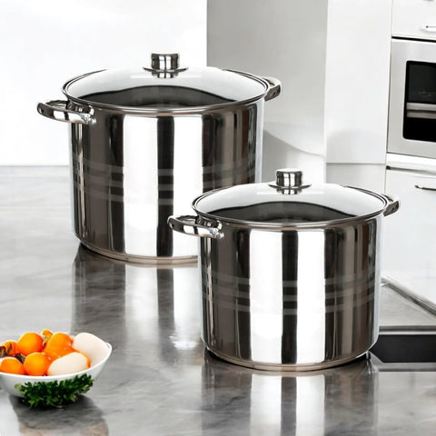 Set 2 Oale Inox cu capac 5 si 7 Litri Fund Multistrat Royalty Line Premium CADOUL PERFECT