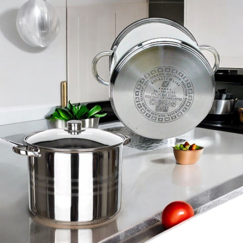 Set oale inox 7 si 9 litri Fund Multistrat  cu capac Royalty Line Premium GATESTE SANATOS Cadoul perfect