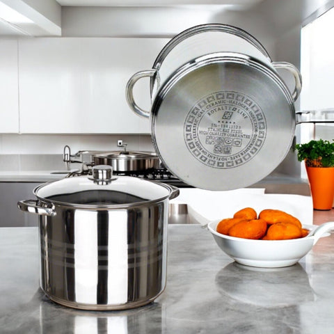 Set oale inox 7 si 9 litri Fund Multistrat  cu capac Royalty Line Premium GATESTE SANATOS Cadoul perfect