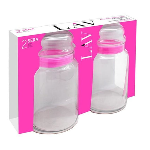 Set 2 recipiente Lav Sera sticla 635 ml  10.2 cm transparent  cu capac