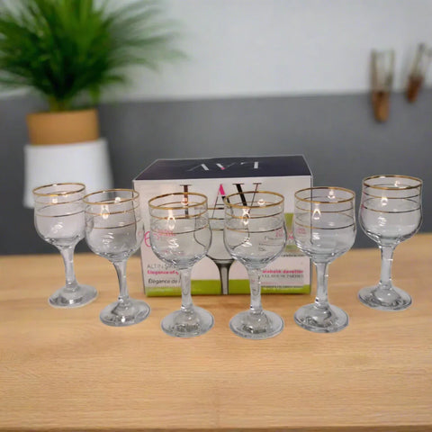 Set 24 pahare cu picior Lav Adora Gold 240 ml  Eleganta si Stil pentru Servirea Băuturilor