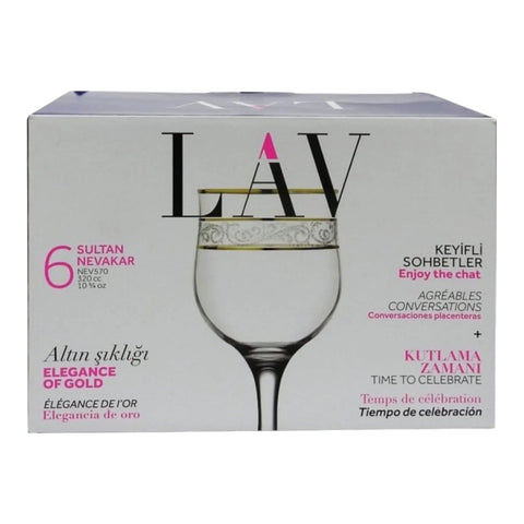 Set 24 pahare cu picior LAV Adora Gold 320 ml Eleganta Maximă Premium evenimente
