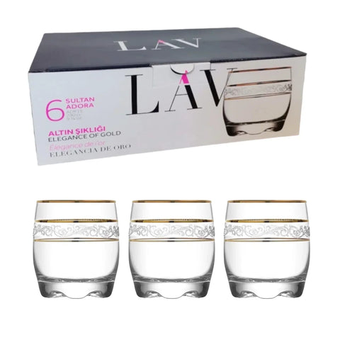 Set 24 pahare Lav Adora Gold 290 ml Eleganta si stil pentru servirea bauturilor Preferate la terasa piscina evenimente