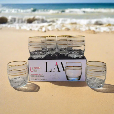 Set 24 pahare Lav Adora Gold 290 ml Eleganta si stil pentru servirea bauturilor Preferate la terasa piscina evenimente