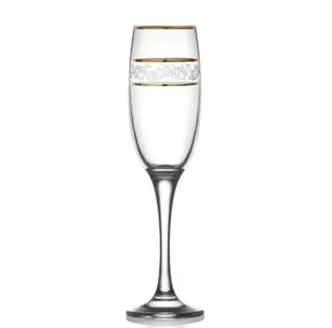 Set 24 pahare sampanie din sticla Lav Adora Gold 190 ml pt evenimente terasa piscina