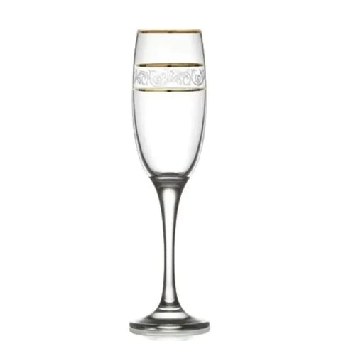 Set 24 pahare sampanie din sticla Lav Adora Gold 190 ml pt evenimente terasa piscina
