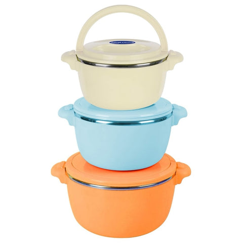 Set 3 caserole termice Heinner Art of Dining – 2 litri 4 litri și 6 Litri mențin temperatura mâncărurilor calde sau reci