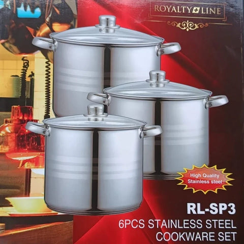 Set 3 oale cu capace, 8,8L, 10,6L, 12,6L, Royalty Line Inox Inductie RL-SP3