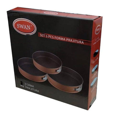 Set 3 tavi pt prăjituri tort Antiaderente cu baza detasabila Maro Rotund