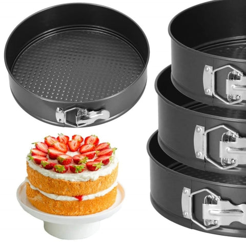 Set 3 tavi pentru tort cu suprafata antiaderenta si baza detasabila forma rotund