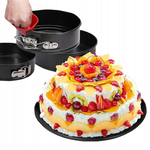 Set 3 tavi pentru tort cu suprafata antiaderenta si baza detasabila forma rotund