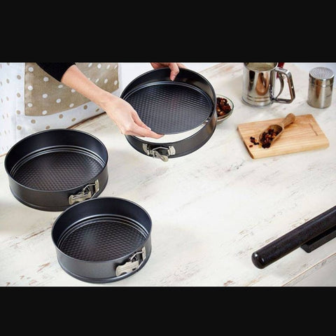 Set 3 tavi pentru tort cu suprafata antiaderenta si baza detasabila forma rotund