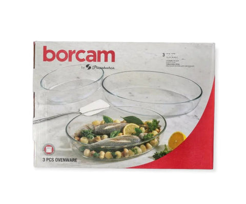 Set 3 tavi yena termorezistente ovale 1,5 litri 2,3 litri  3,2 litri Pasabahce Borcam 159027