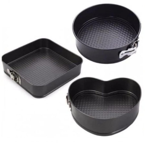 Set 3 tavi tort antiaderente teflonate rotunda inima patrata cu margine detasabila