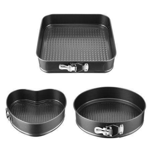 Set 3 tavi tort antiaderente teflonate rotunda inima patrata cu margine detasabila