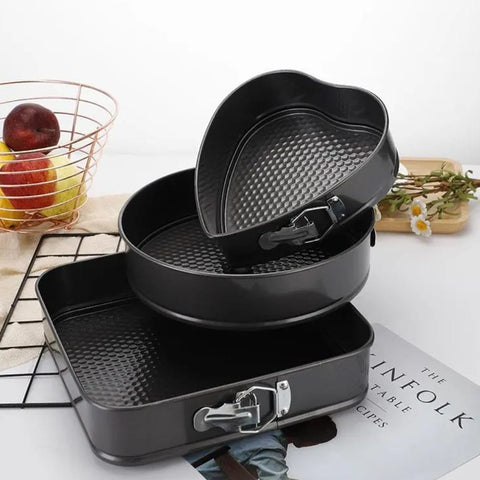 Set 3 tavi tort antiaderente teflonate rotunda inima patrata cu margine detasabila
