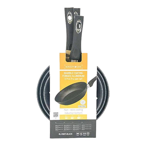 Set 3 tigai cu invelis de marmura Royalty Line Negru RL-FM3F3BK Gătește sanatos