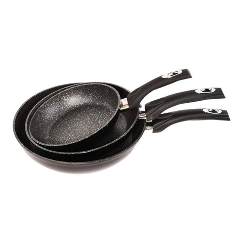 Set 3 tigai cu invelis de marmura Royalty Line Negru RL-FM3F3BK Gătește sanatos