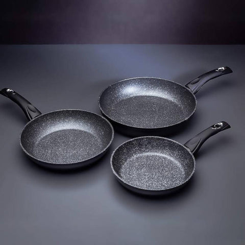 Set 3 tigai cu invelis de marmura Royalty Line Negru RL-FM3F3BK Gătește sanatos