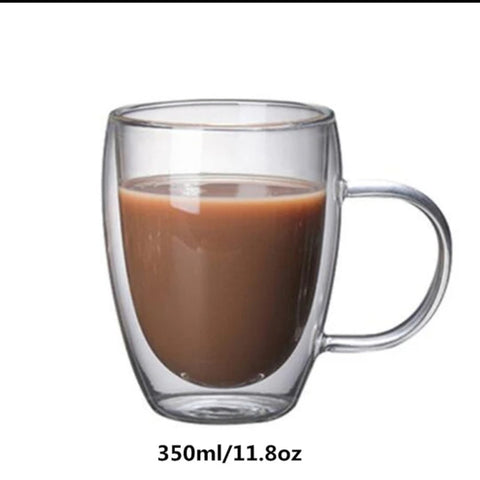 Set 4 cesti cafea pereti dublii termo de sticla coffe 350 ml X 238