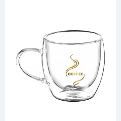 Set 4 cesti cafea cu pereti dubli termorezitente 250 ml mesaj Coffee X239